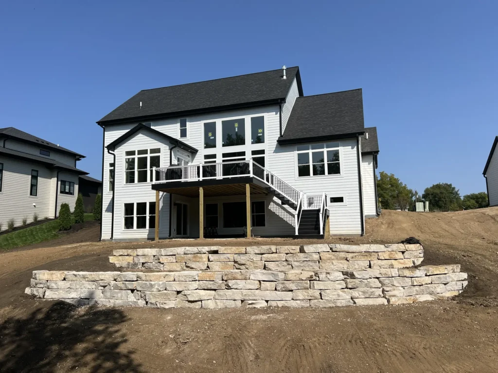 An image of stone steps built as part of a waukesha landcaping project